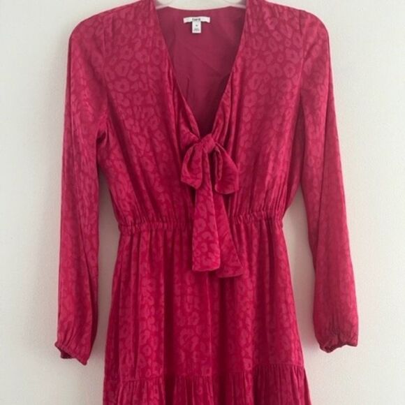 Bar III Dress Women Long Sleeve Midi Barbiecore Tie Knot Front Sexy Deep V Neck - Picture 1 of 13